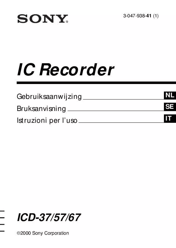 Mode d'emploi SONY ICD-37