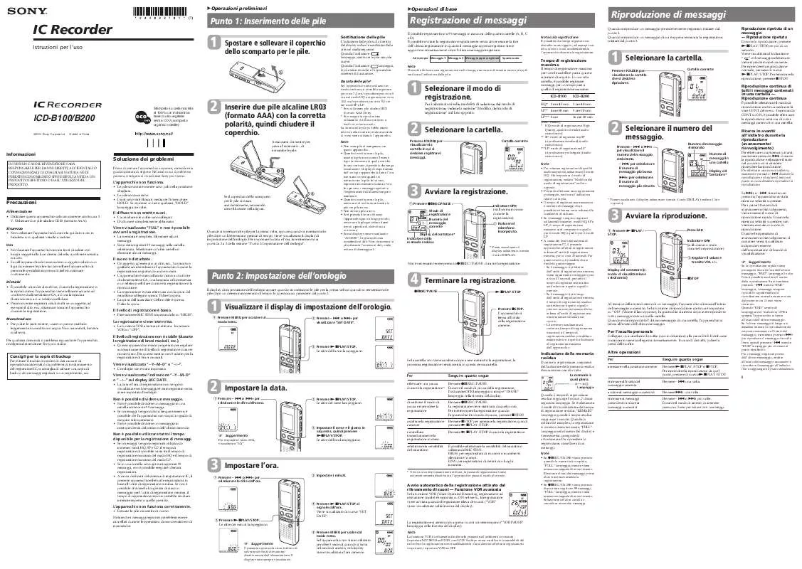 Mode d'emploi SONY ICD-B100