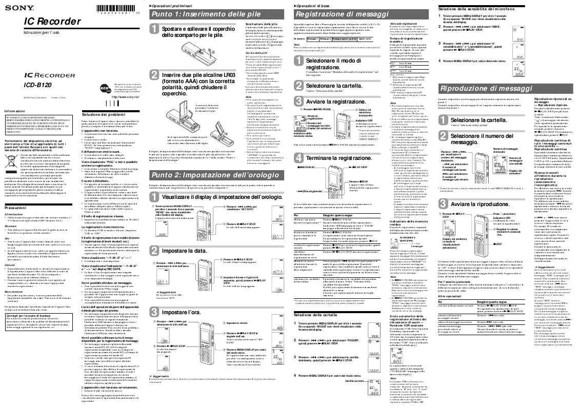 Mode d'emploi SONY ICD-B120