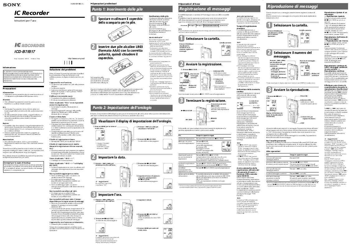 Mode d'emploi SONY ICD-B17