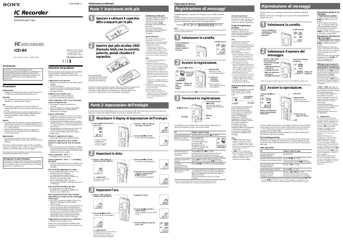 Mode d'emploi SONY ICD-B5