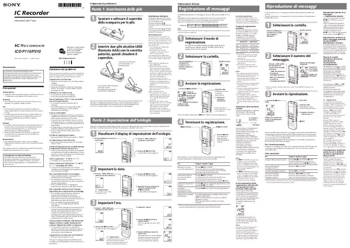 Mode d'emploi SONY ICD-P110