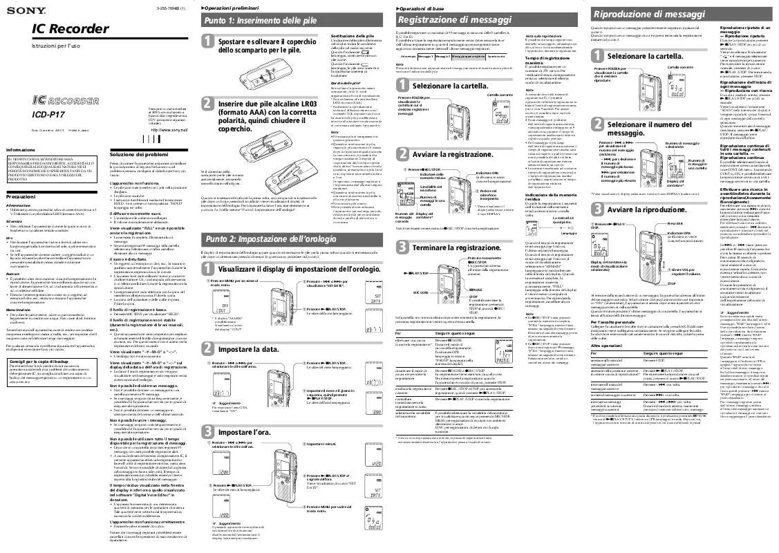 Mode d'emploi SONY ICD-P17