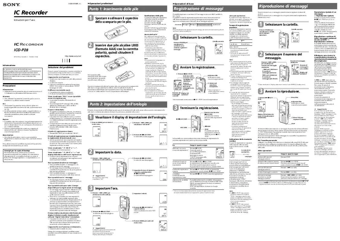 Mode d'emploi SONY ICD-P28