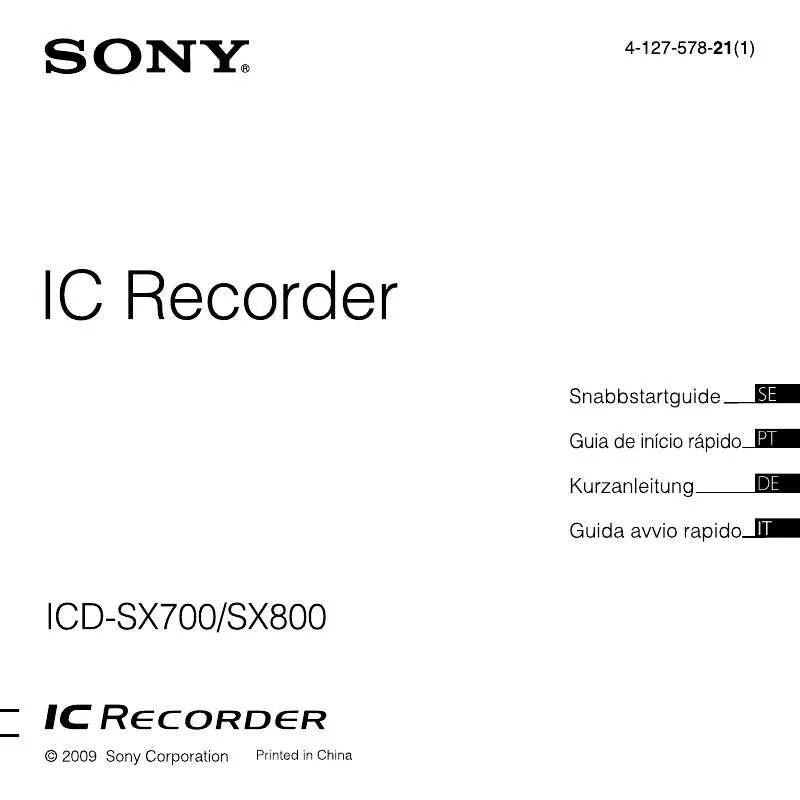 Mode d'emploi SONY ICD-SX700