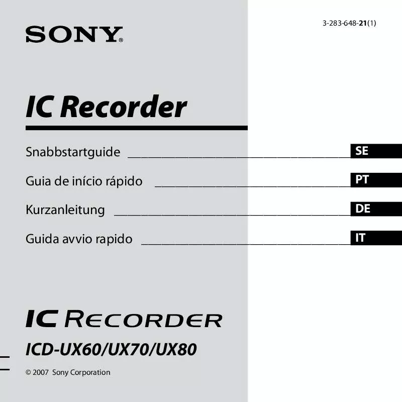 Mode d'emploi SONY ICD-UX60