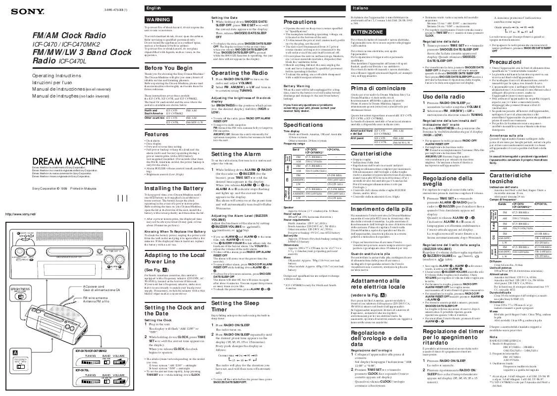 Mode d'emploi SONY ICF-C470MK2