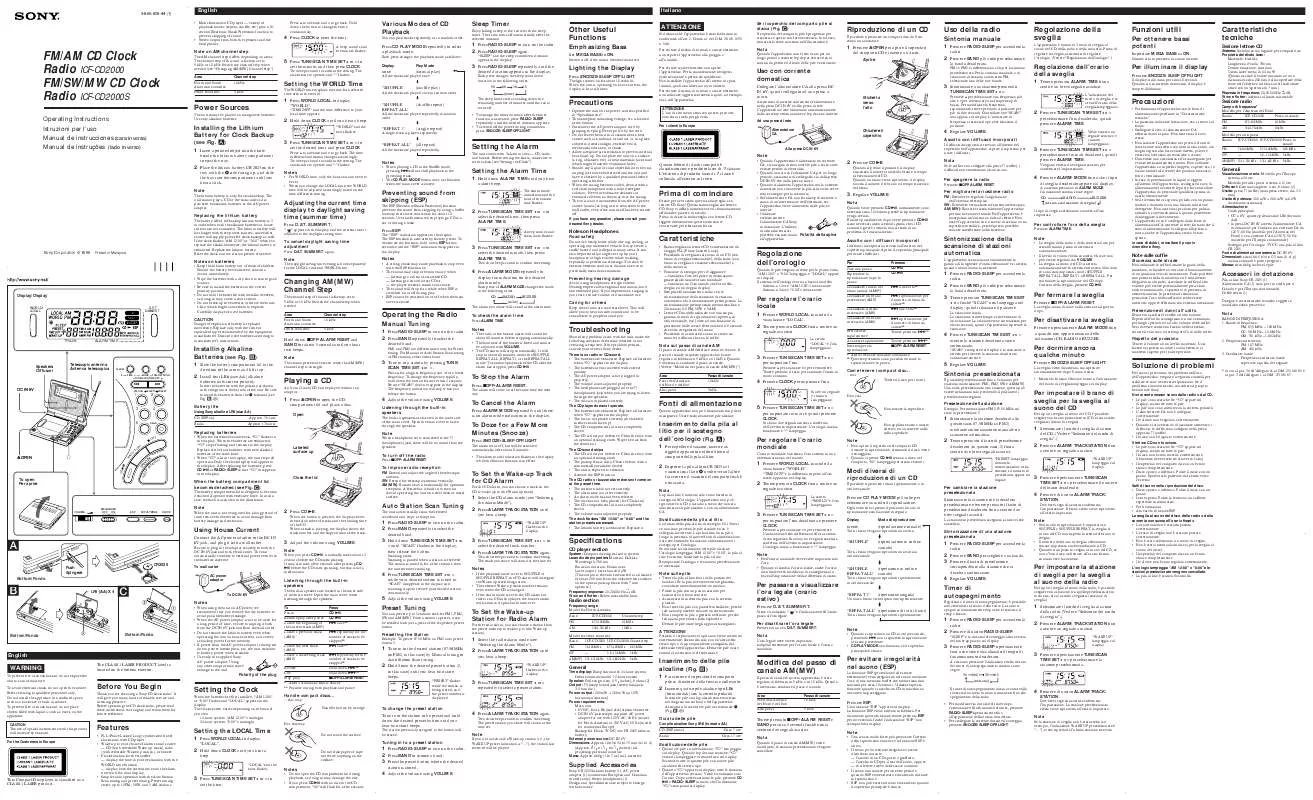 Mode d'emploi SONY ICF-CD2000