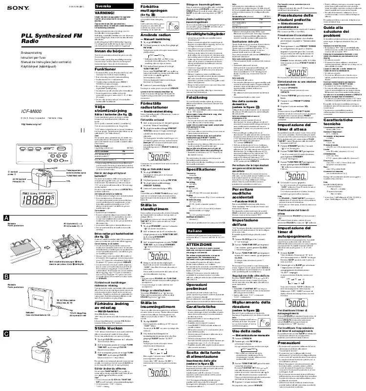 Mode d'emploi SONY ICF-M600