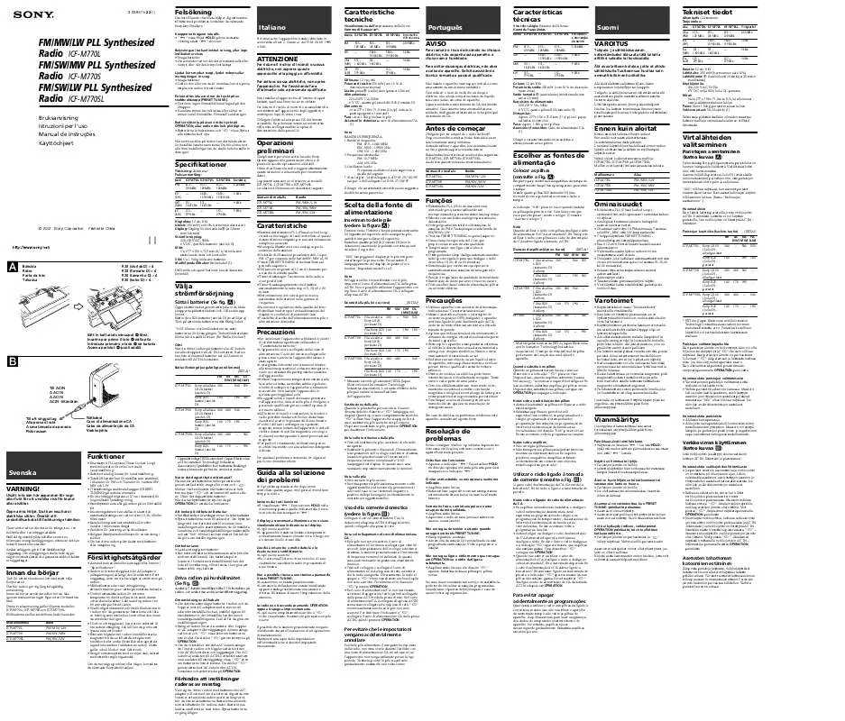 Mode d'emploi SONY ICF-M770L