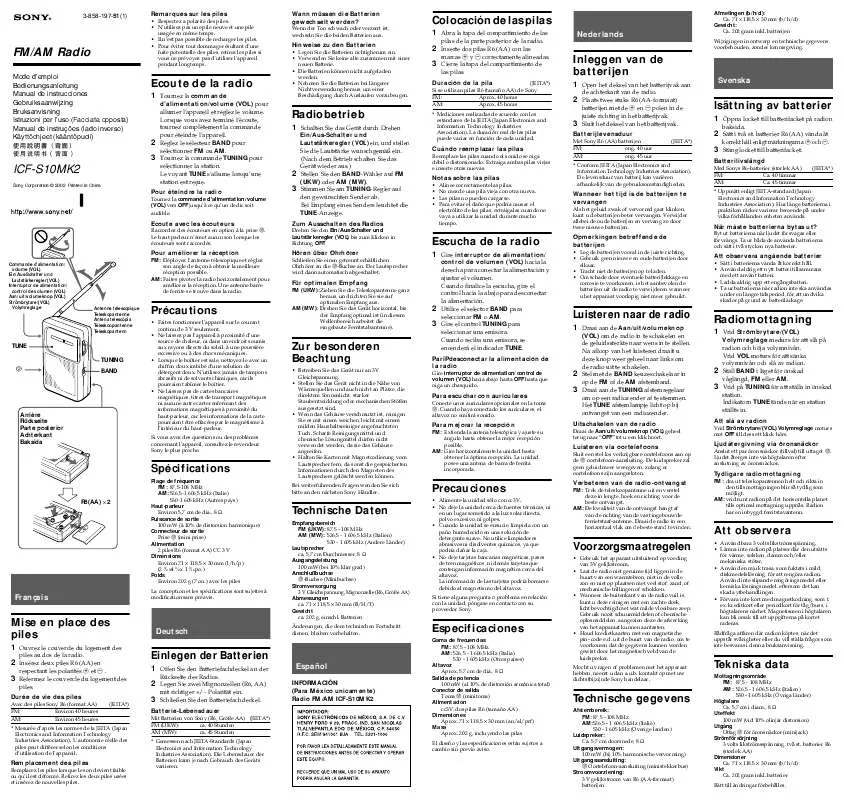 Mode d'emploi SONY ICF-S10MK2