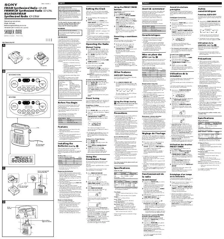 Mode d'emploi SONY ICF-S79