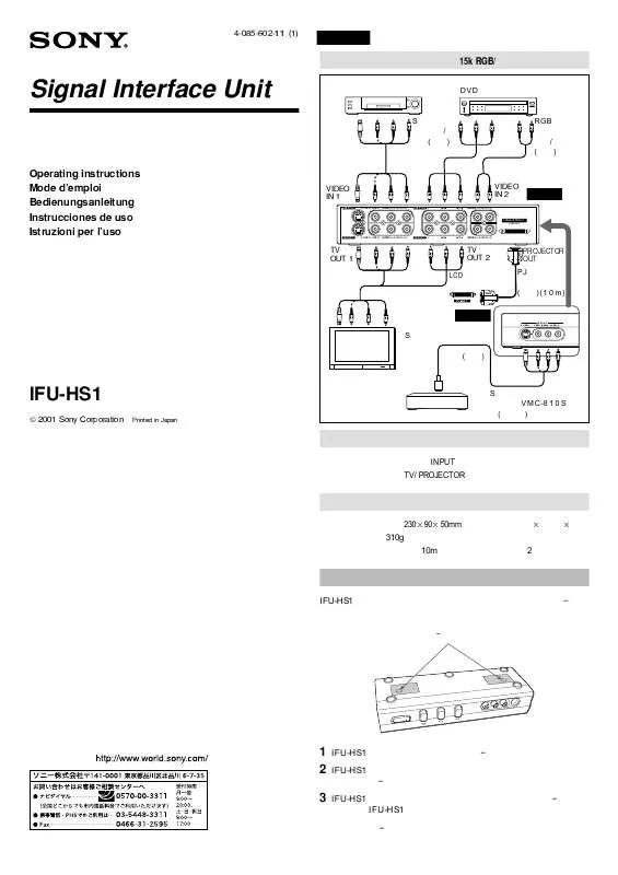 Mode d'emploi SONY IFU-HS1