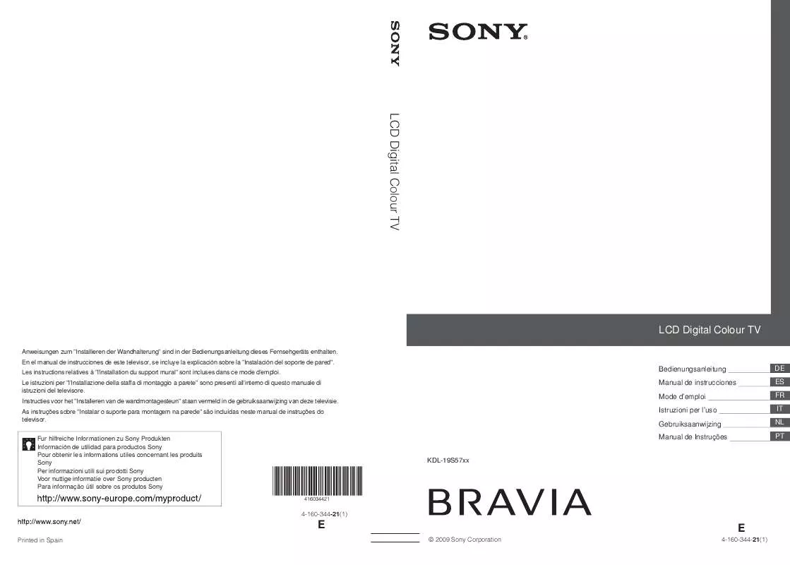 Mode d'emploi SONY KDL-19S5700