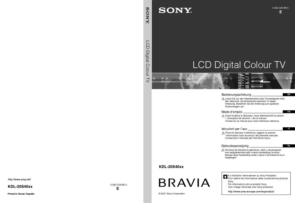 Mode d'emploi SONY KDL-20S4000