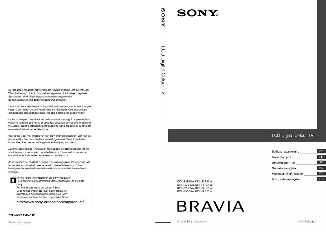 Mode d'emploi SONY KDL-22P5500