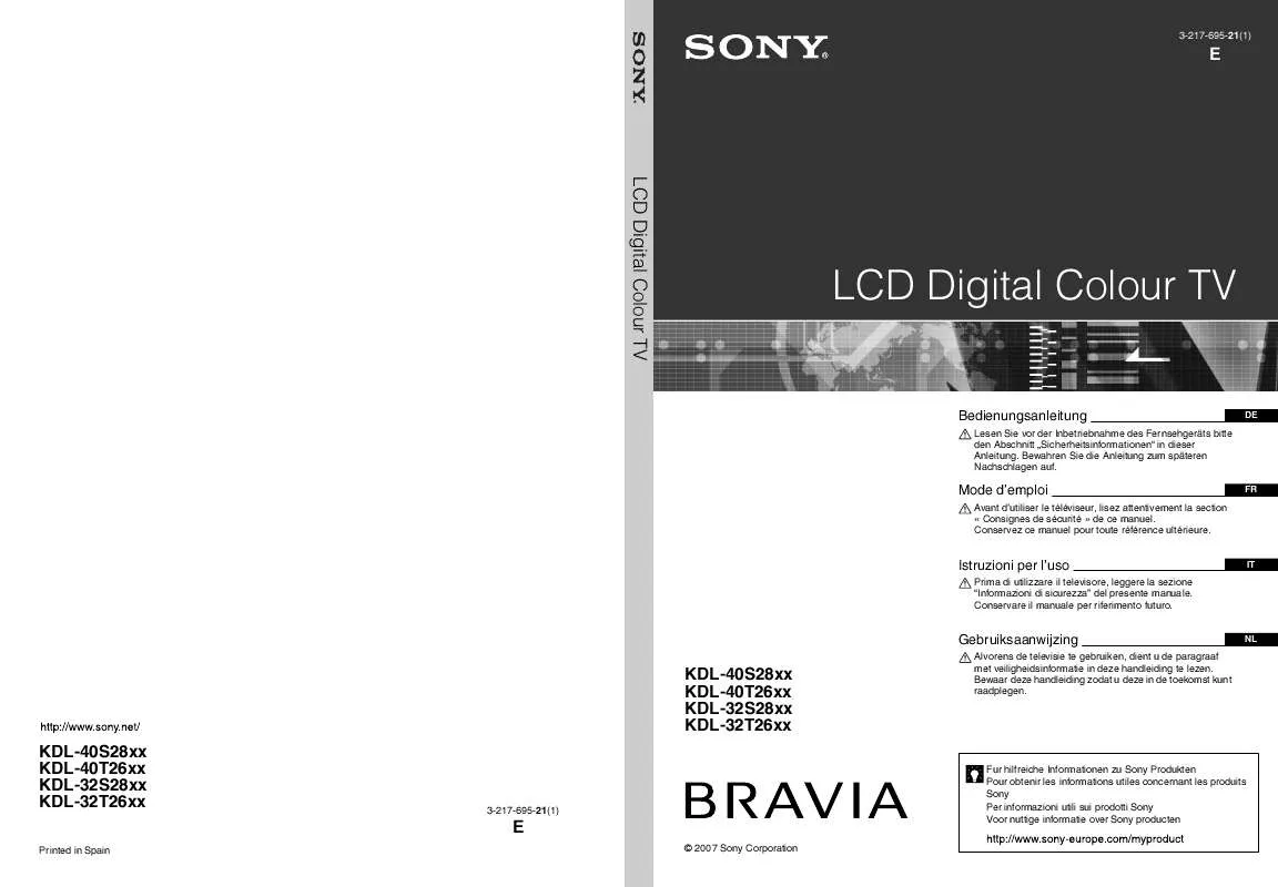 Mode d'emploi SONY KDL-32S2800