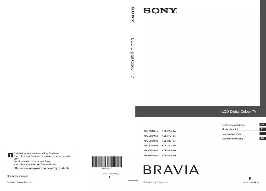 Mode d'emploi SONY KDL-37S4000E