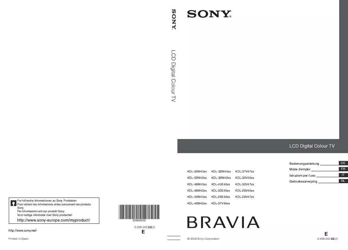 Mode d'emploi SONY KDL-37V4710