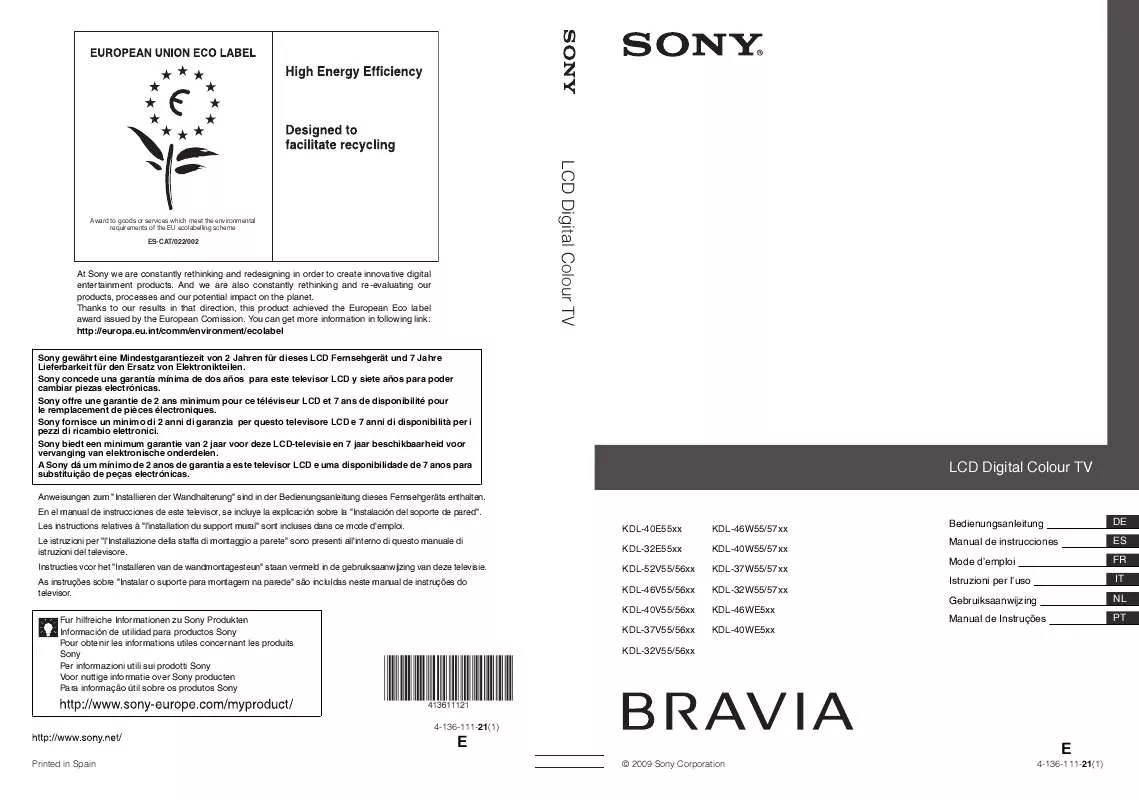 Mode d'emploi SONY KDL-40E5500