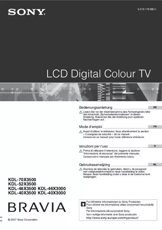 Mode d'emploi SONY KDL-40X3000