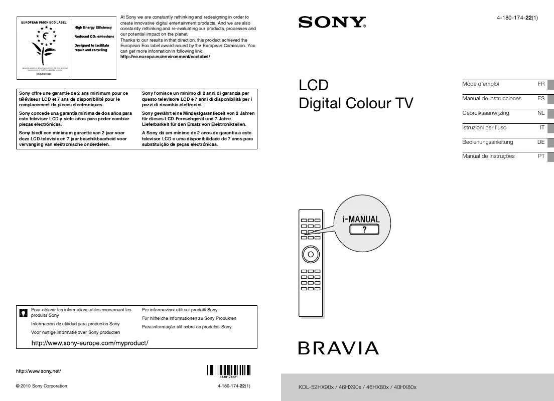 Mode d'emploi SONY KDL-52HX903