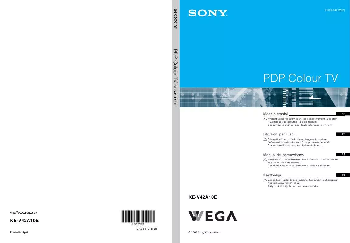 Mode d'emploi SONY KE-V42A10E