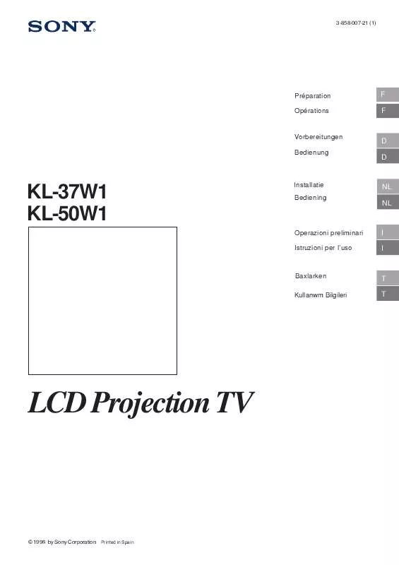 Mode d'emploi SONY KL-37W1