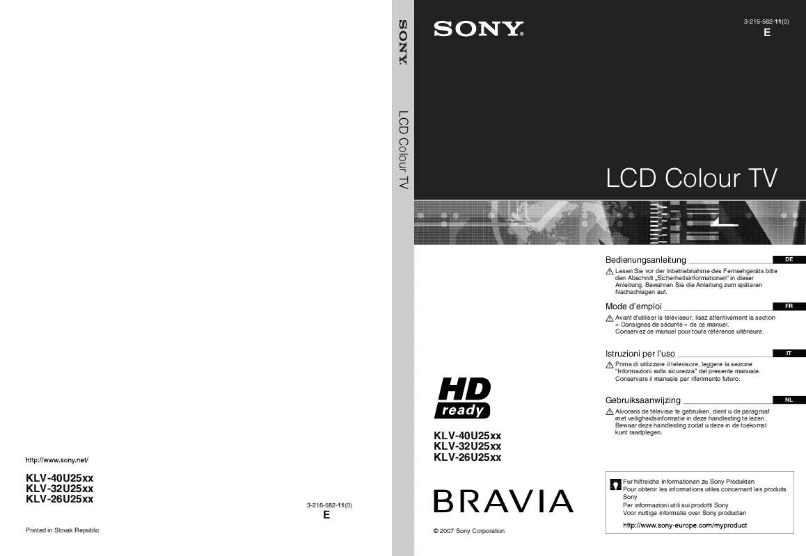 Mode d'emploi SONY KLV-32U2520