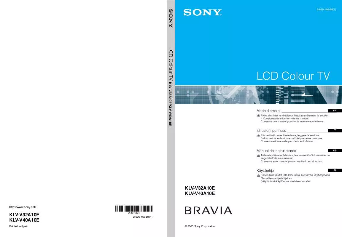 Mode d'emploi SONY KLV-V40A10E