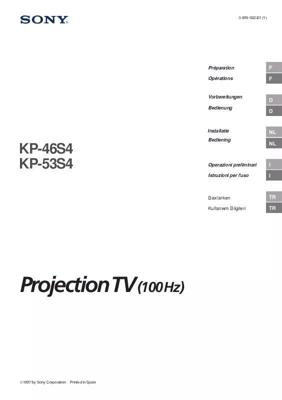 Mode d'emploi SONY KP-46S4