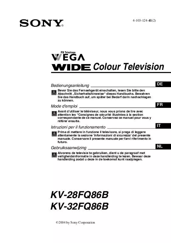 Mode d'emploi SONY KV-28FQ86B