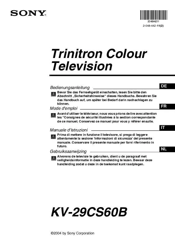 Mode d'emploi SONY KV-29CS60B