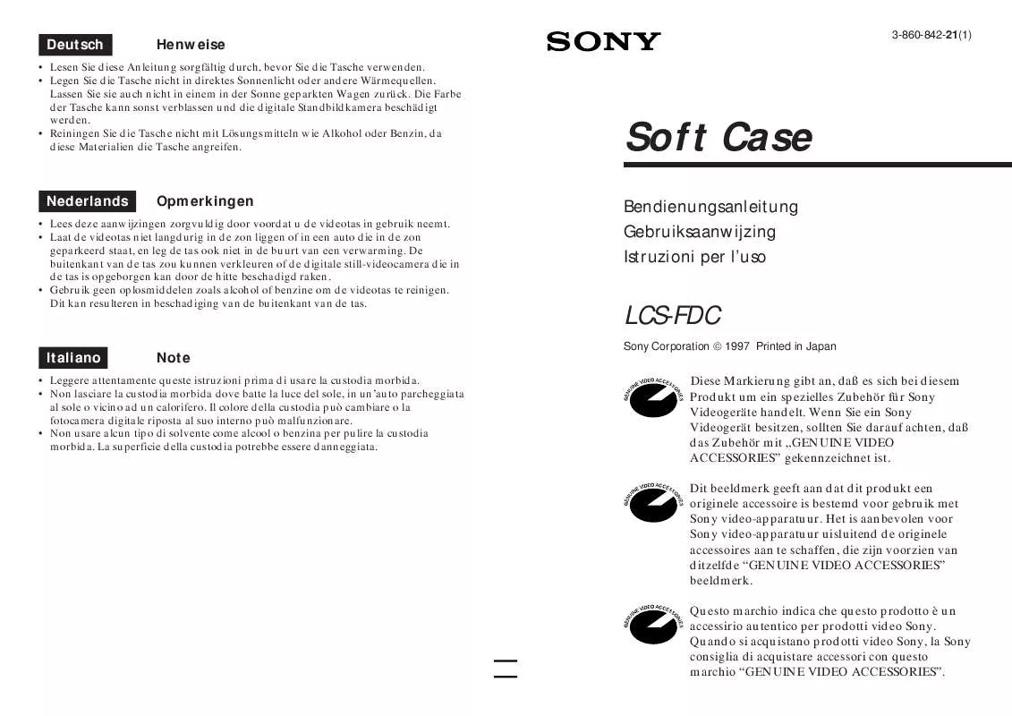 Mode d'emploi SONY LCS-FDC