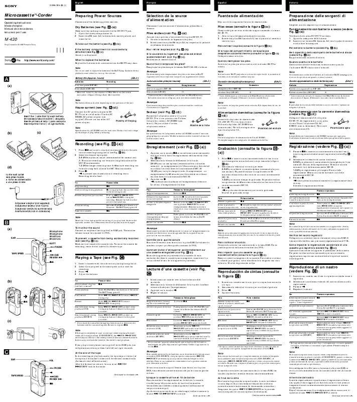 Mode d'emploi SONY M-430