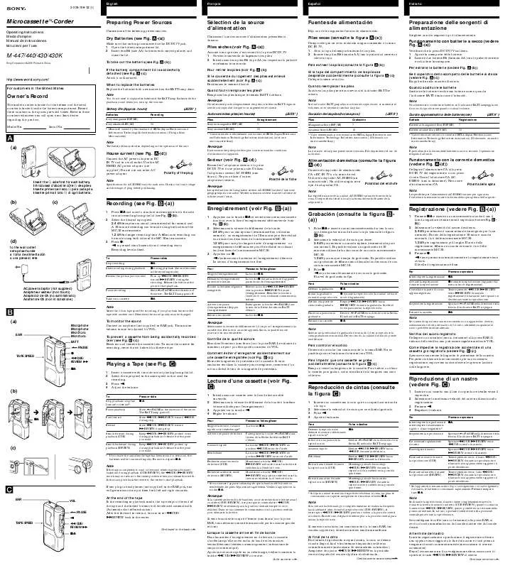 Mode d'emploi SONY M-447