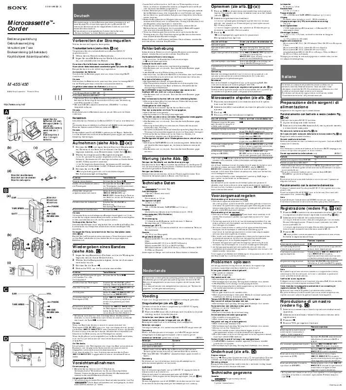 Mode d'emploi SONY M-450