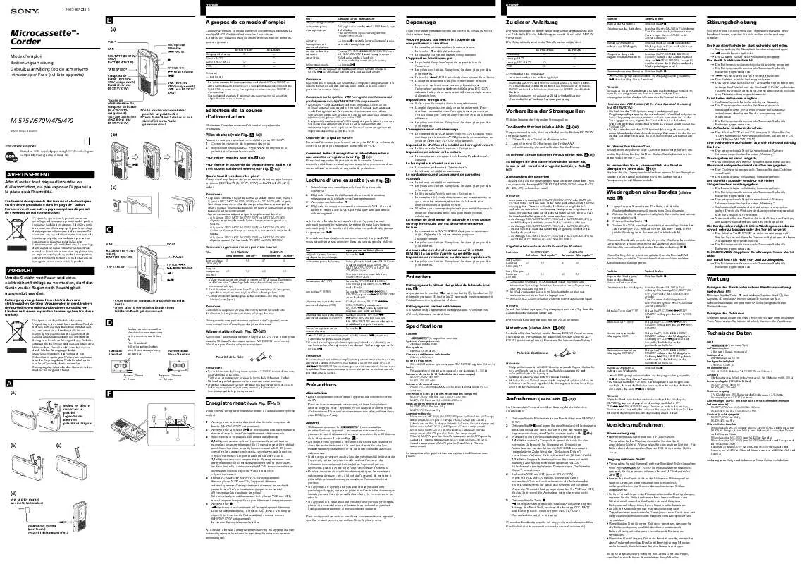 Mode d'emploi SONY M-475