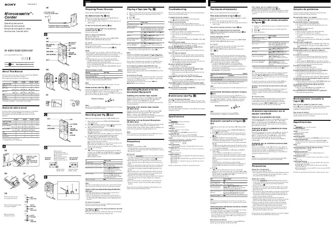 Mode d'emploi SONY M-530V