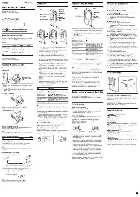 Mode d'emploi SONY M-535V