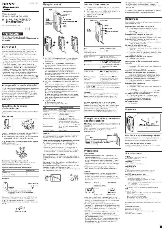 Mode d'emploi SONY M-539V