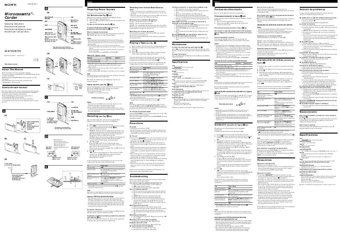 Mode d'emploi SONY M-670V