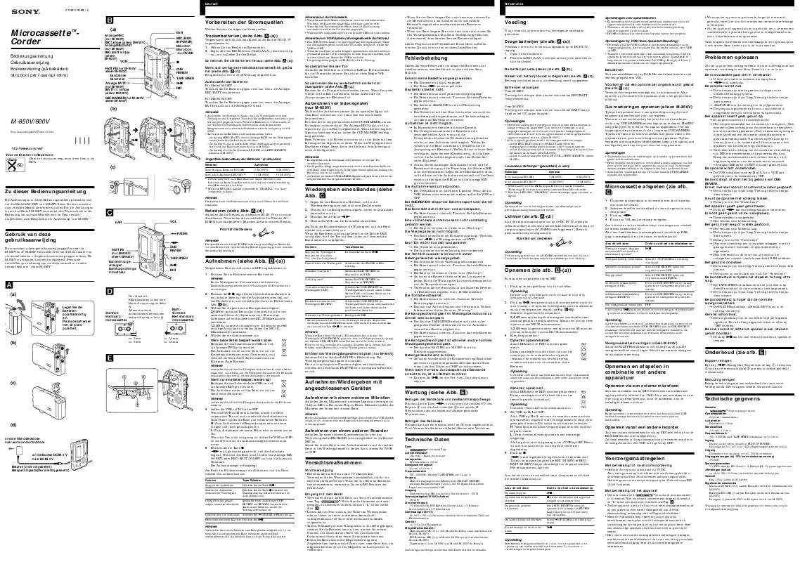 Mode d'emploi SONY M-800V