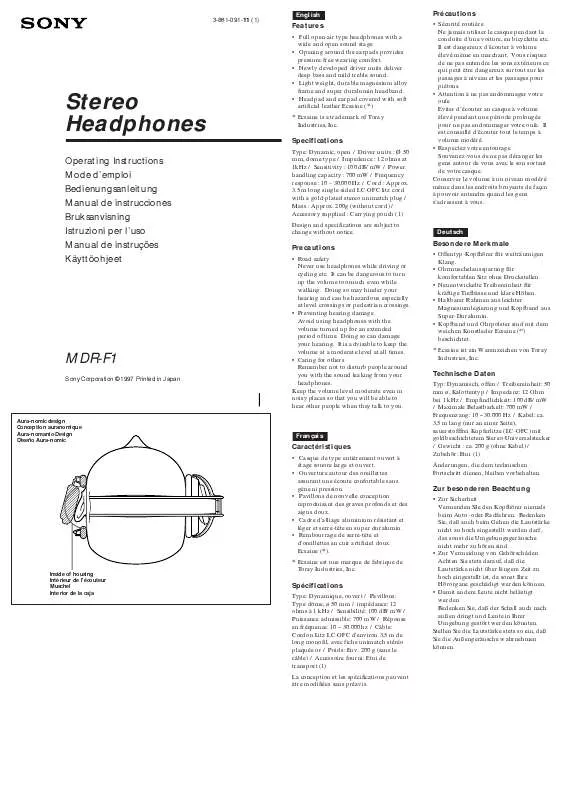 Mode d'emploi SONY MDR-F1