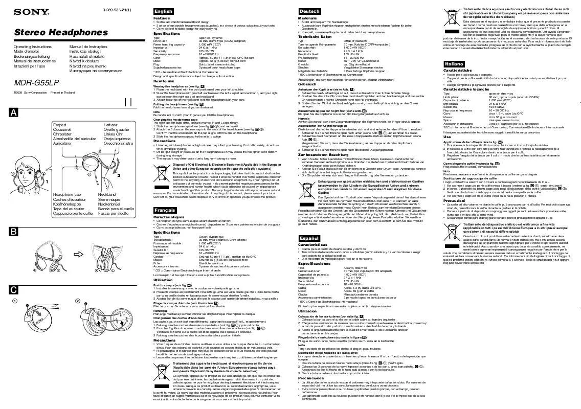 Mode d'emploi SONY MDR-G55LP