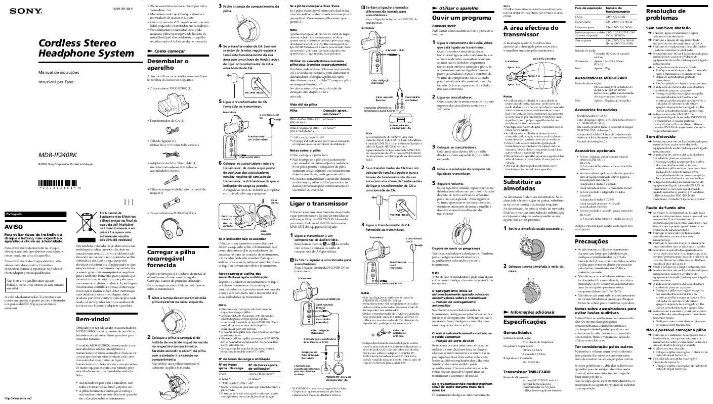 Mode d'emploi SONY MDR-IF240RK