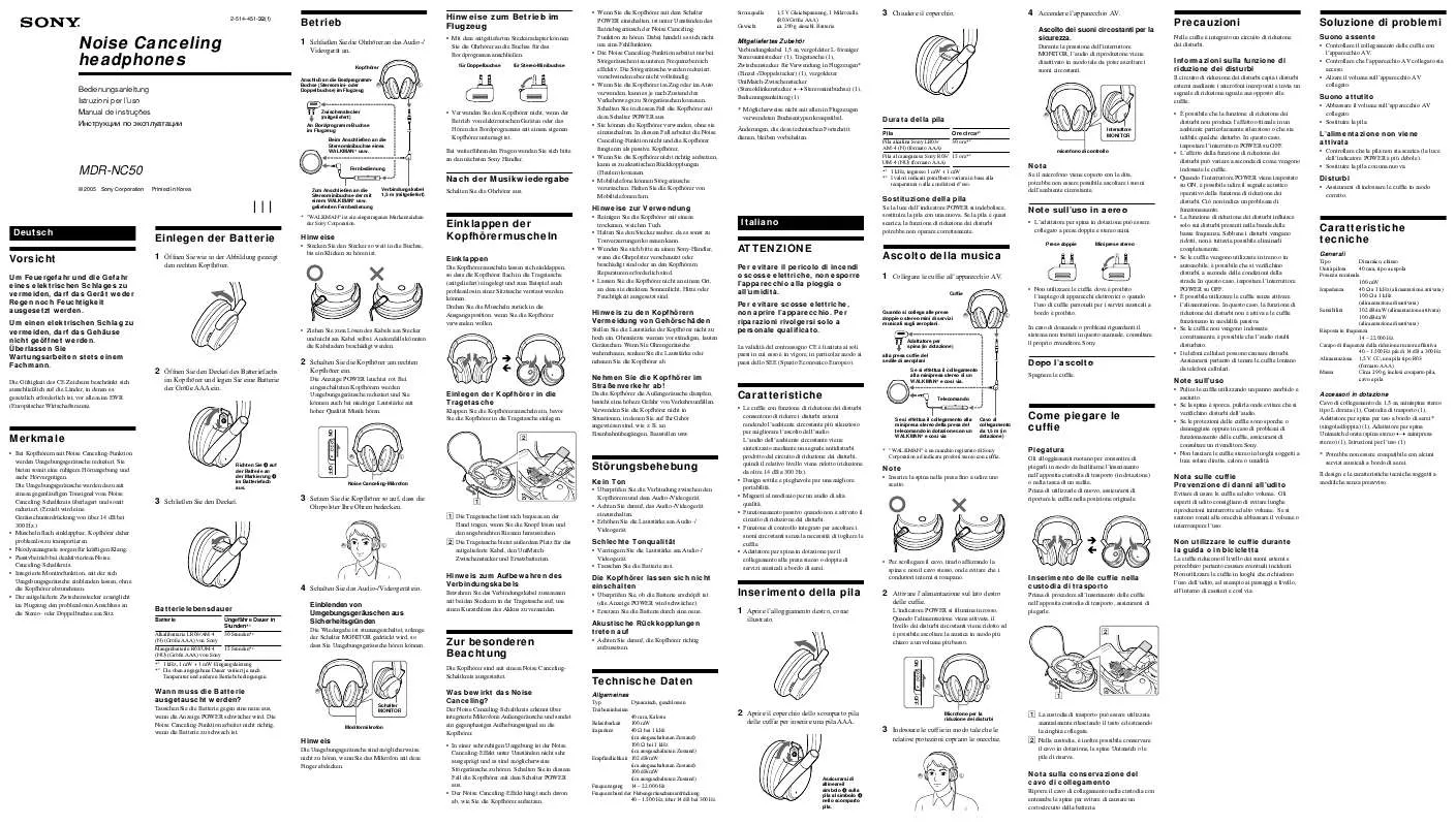 Mode d'emploi SONY MDR-NC50