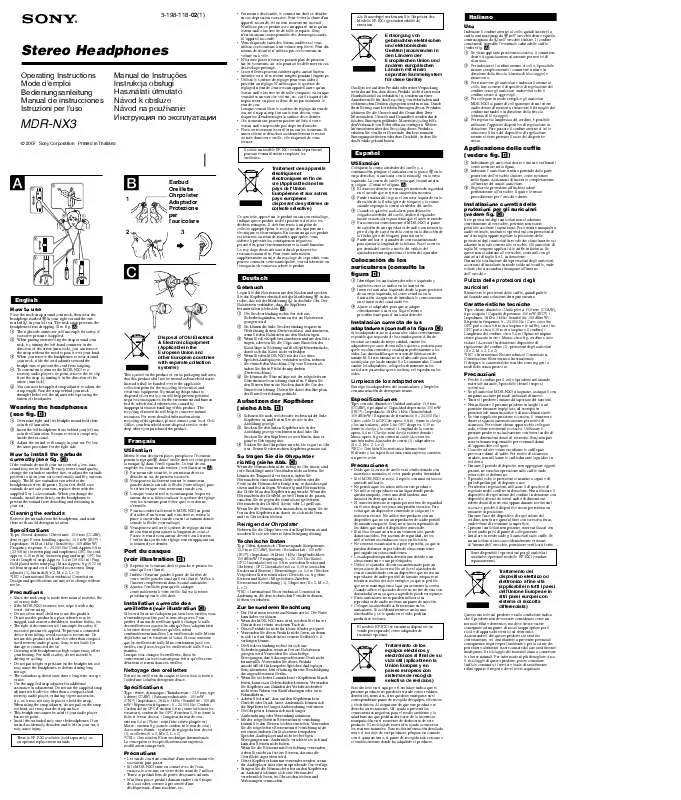 Mode d'emploi SONY MDR-NX3