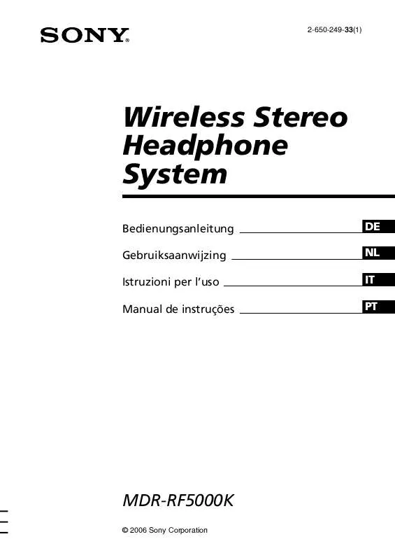 Mode d'emploi SONY MDR-RF5000K