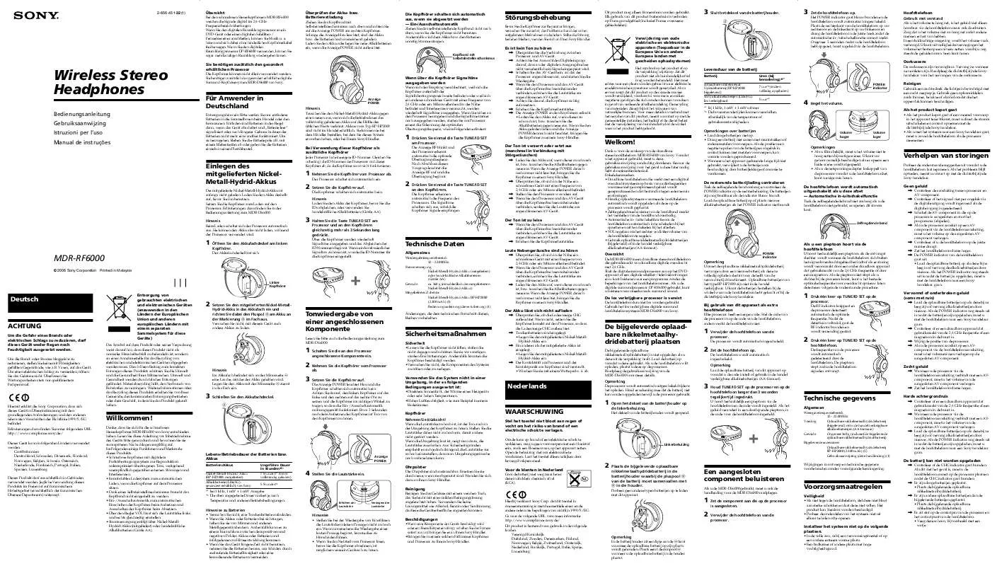 Mode d'emploi SONY MDR-RF6000